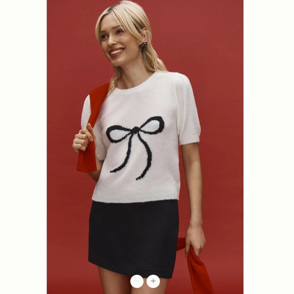 Anthropologie The Mollie Short-Sleeve Printed Sweater - Picture 1 of 5